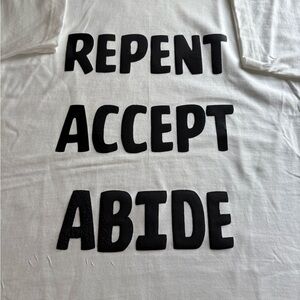 White T-Shirt with Black Text